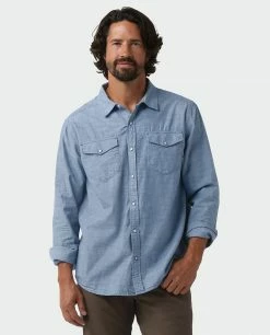 Best Pirce 👏 Stio Men's Ashton Chambray 👕 Shirt 😉 -Stio Sales Shop M Ashton Chambray Shirt Light Chambray 1