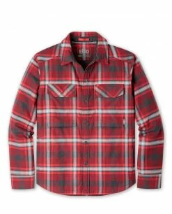 Best Sale 👍 Stio Men's Buckhorn Insulated Snap 👚 Shirt 🛒 -Stio Sales Shop M Buckhorn Insulated Snap Shirt Roasted Red Beet Plaid