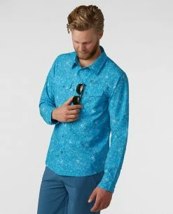 Budget 💯 Stio Men's CFS 👚 Shirt 🧨 -Stio Sales Shop M CFS Shirt Rapid Blue Floral 2