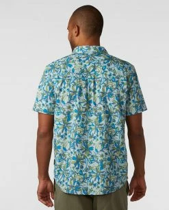 New 🛒 Stio Men's Curtis Camp 👕 Shirt SS 🤩 -Stio Sales Shop M Curtis Camp Shirt SS Rapid Blue Wildflower Print 2