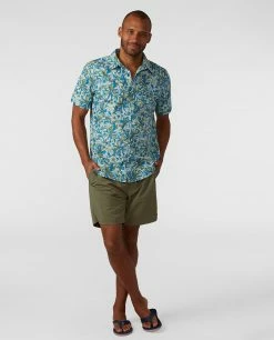 New 🛒 Stio Men's Curtis Camp 👕 Shirt SS 🤩 -Stio Sales Shop M Curtis Camp Shirt SS Rapid Blue Wildflower Print 3