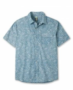 New 🛒 Stio Men's Curtis Camp 👕 Shirt SS 🤩 -Stio Sales Shop M Curtis Camp Shirt SS River Shimmer Etched Floral