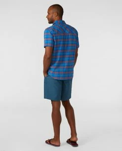 Budget ❤️ Stio Men's Eddy 👕 Shirt SS 👏 -Stio Sales Shop M Eddy Shirt SS Blue Jolt Plaid 4