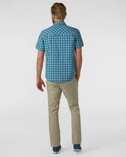 Budget ❤️ Stio Men's Eddy 👕 Shirt SS 👏 -Stio Sales Shop M Eddy Shirt SS Tumbling Turq Check 4