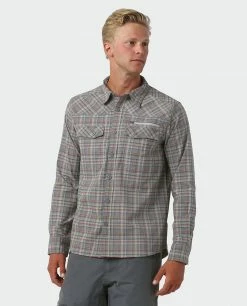 Hot Sale 🛒 Stio Men's Eddy Slope 👕 Shirt ✔️ -Stio Sales Shop M Eddy Slope Shirt LS Powder Fox Plaid 1