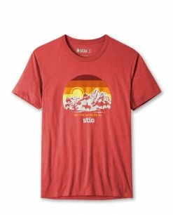 Hot Sale 🎁 Stio Men's Teton Sunset Tee 🔔 -Stio Sales Shop M Teton Sunset Tee Red Heather