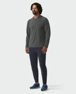 Coupon 💯 Stio Men's Tipton Tech Hooded Henley 🌟 -Stio Sales Shop M Tipton Tech Hooded Henley Boundary Black Heather 4