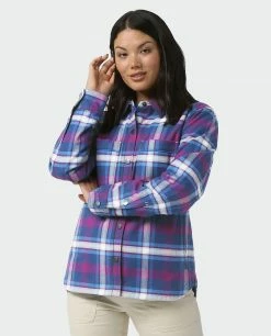 New 🥰 Stio Women's Buckhorn Insulated Snap 👚 Shirt 🎁 -Stio Sales Shop W Buckhorn Insulated Snap Shirt Mulberry Plaid 2