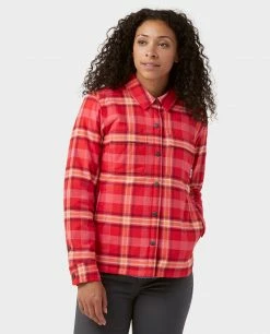 New 🥰 Stio Women's Buckhorn Insulated Snap 👚 Shirt 🎁 -Stio Sales Shop W Buckhorn Insulated Snap Shirt Risk Red Plaid 1