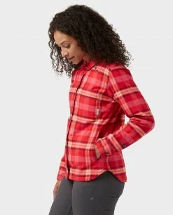 New 🥰 Stio Women's Buckhorn Insulated Snap 👚 Shirt 🎁 -Stio Sales Shop W Buckhorn Insulated Snap Shirt Risk Red Plaid 3