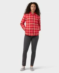 New 🥰 Stio Women's Buckhorn Insulated Snap 👚 Shirt 🎁 -Stio Sales Shop W Buckhorn Insulated Snap Shirt Risk Red Plaid 5
