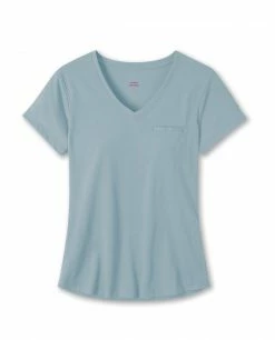 Flash Sale 🎁 Stio Women's Divide V-Neck SS ⭐ -Stio Sales Shop W Divide Tech V Neck Misty Cloud