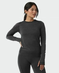 Outlet ✨ Stio Women's Basis® Seamless Tech Crew 🧨 -Stio Sales Shop W Full Range Seamless Crew Boundary Black Heather 1