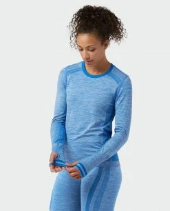 Outlet ✨ Stio Women's Basis® Seamless Tech Crew 🧨 -Stio Sales Shop W Full Range Seamless Crew Wind River Blue Heather 2