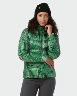 Buy 😍 Stio Women's Hometown Down Hooded Jacket 😍 -Stio Sales Shop W Hometown Down Hooded Jacket Verdant Marble Print 2