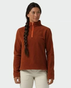 Hot Sale 🔥 Stio Women's Rawlins Shearling Fleece Half Zip 👏 -Stio Sales Shop W Rawlins Shearling Fleece Half Zip Maple Brown 1