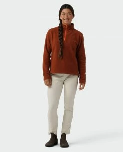 Hot Sale 🔥 Stio Women's Rawlins Shearling Fleece Half Zip 👏 -Stio Sales Shop W Rawlins Shearling Fleece Half Zip Maple Brown 3