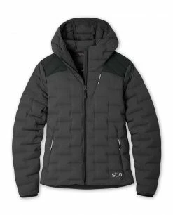 Hot Sale 🔥 Stio Women's Skillet Stretch Down Hooded Jacket 😍 -Stio Sales Shop W Skillet Stretch Down Hooded Jacket Boundary Black