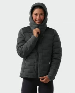 Hot Sale 🔥 Stio Women's Skillet Stretch Down Hooded Jacket 😍 -Stio Sales Shop W Skillet Stretch Down Hooded Jacket Boundary Black 3